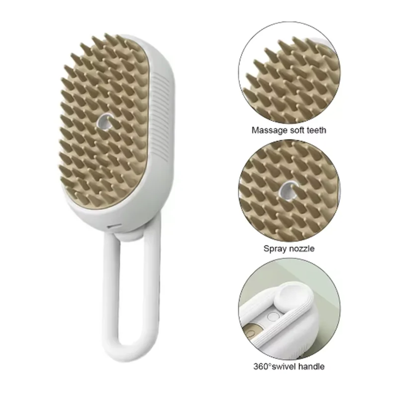 Brosse Vapeur 3-en-1 pour Chien et Chat -Anti-Poils , Nettoyage Profonde et Massage Relaxant