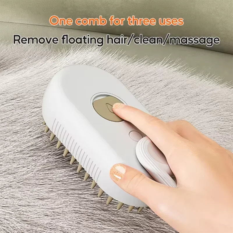 Brosse Vapeur 3-en-1 pour Chien et Chat -Anti-Poils , Nettoyage Profonde et Massage Relaxant