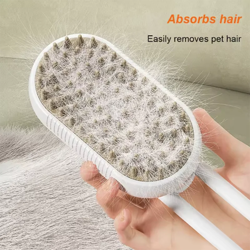 Brosse Vapeur 3-en-1 pour Chien et Chat -Anti-Poils , Nettoyage Profonde et Massage Relaxant