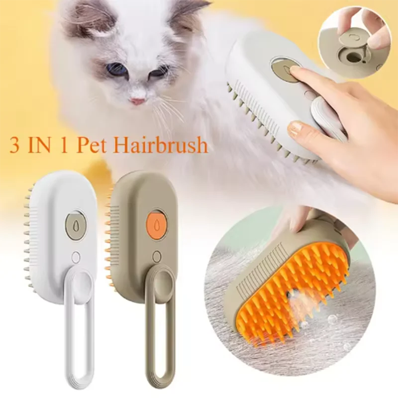 Brosse Vapeur 3-en-1 pour Chien et Chat -Anti-Poils , Nettoyage Profonde et Massage Relaxant