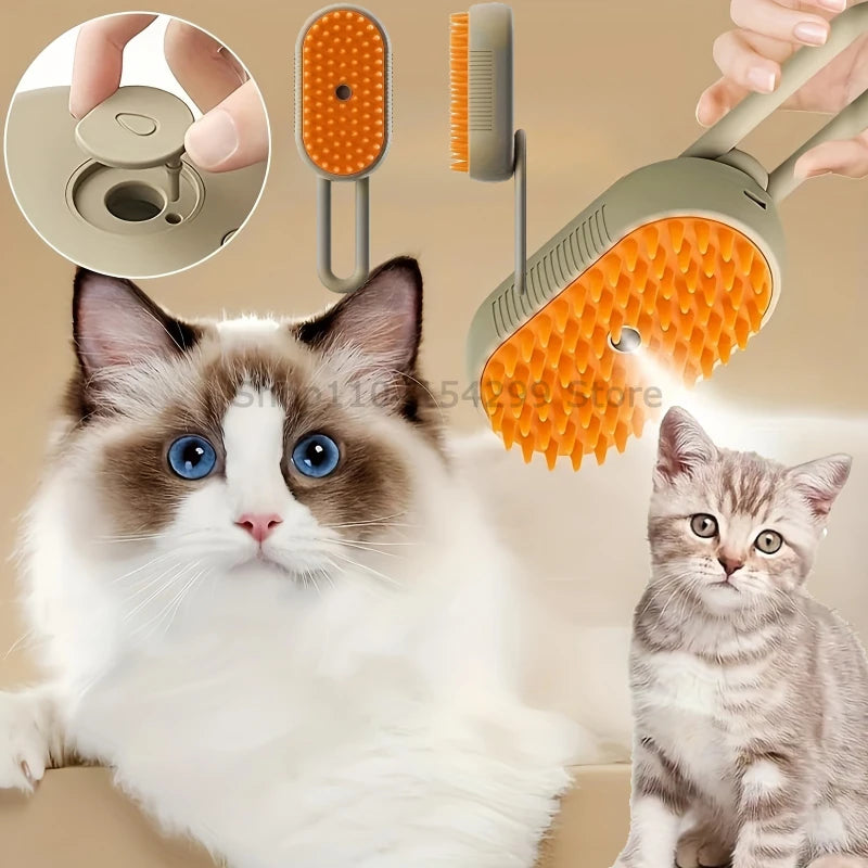 Brosse Vapeur 3-en-1 pour Chien et Chat -Anti-Poils , Nettoyage Profonde et Massage Relaxant
